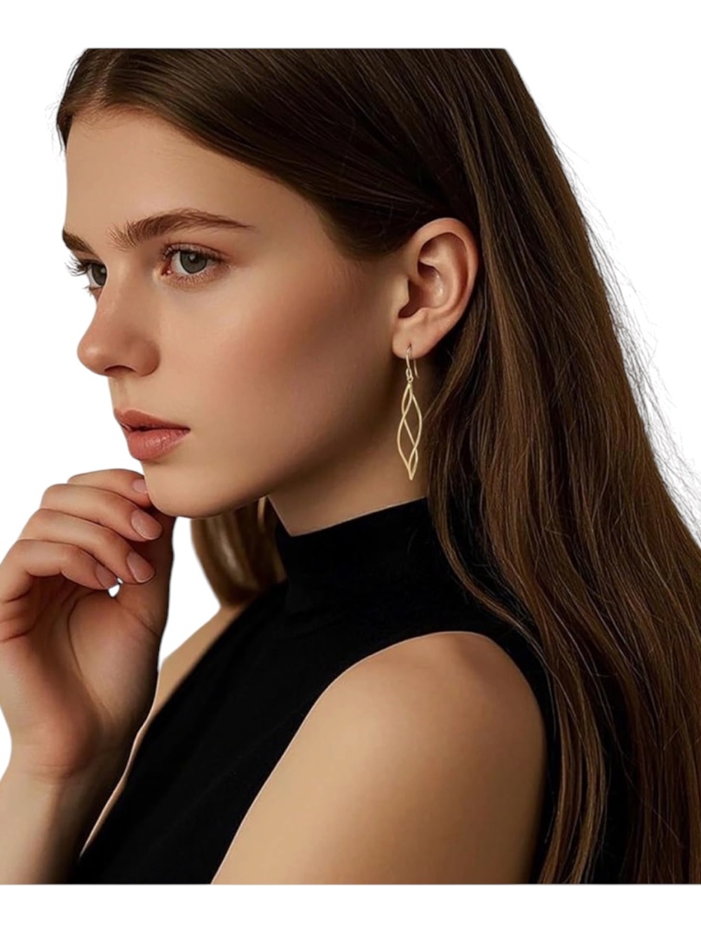 Gold Dangle Earrings 14K Gold Plated Dangle Earrings - Picture 2 of 7